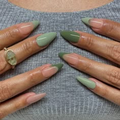 Different Shades Of Green Nails, Lil Twist, Kutek Disney, September Nails, Green Nail Designs, Green Nail, Nails 2024, Fire Nails