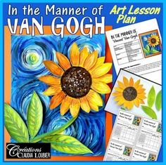 an art lesson with sunflowers and leaves