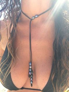 Bolo Tie Necklace, Pearl Necklace Choker, Tahitian Pearl Necklace, Tie Necklace, Bolo Tie, Fresh Water Pearls, Homemade Jewelry, Water Pearls, Necklace Choker