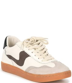 From Dolce Vita, the Notice Retro Leather Sneakers feature:Leather upperLace up stylingRecycled textile liningRubber outsoleFlat heelImported. Sneakers With Work Outfit, Dolce Vita Sneakers Outfit, Sneakers Work Outfit, Fall Cowgirl, Dolce Vita Sneakers, Fun Fits, Sneakers Outfit Work, Wfh Outfits, Clothing Shops