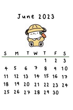 the calendar for june with a cartoon character on it