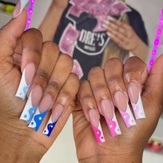 These are the most TRENDY tapered square nails designs summer, including cute tapered square nails inspiration, classy tapered square nail ideas, long tapered square nails, pink and blue tapered square nails French tip, cute tapered square nail art designs, spring tapered square nails, and blue and pink acrylic tapered square nails aesthetic! If you haven’t jumped on this nail trend yet, you should before it’s too late! Plus, we're sure you'll love the nails! Poppin Nails, Nail Design Glitter, Blue Acrylic Nails, Exotic Nails, Long Acrylic Nails Coffin, Long Square Acrylic Nails