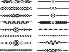 a set of hand drawn lines and arrows in different shapes, sizes and colors on white background