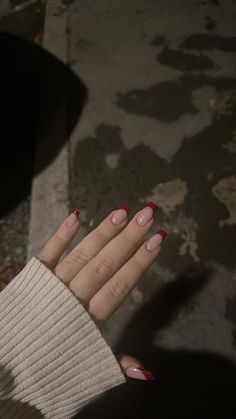 Red Nails Jelly, French Tip Nails Autumn, Soft Autumn Nails, Jelly Red Nails, Nails Inspo Coffin, Tips French Nails, Nails Inspo Autumn, October Nails Halloween, Halloween Nails Inspo