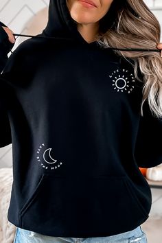 Sun and moon hoodie very comfy, perfect to wear anywhere Free shipping Moon Clothing, Shirt Print Design, Beautiful Moon, Oversize Hoodie, Inside Out, Sun, Jacket Dress, Printed Shirts