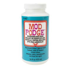 a bottle of mod podge on a white background