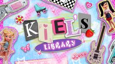 the words kies library are surrounded by stickers