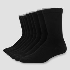 The Hanes Men's Crew Socks come in a convenient pack of 8 pairs. Made from super soft blended fabric, these mens socks provide all day lasting comfort. They also feature a full cushioned sole for added support. The reinforced heel and toe deliver added durability. Cool DRI technology wicks moisture away to keep your feet dry. FreshIQ Advanced Odor Protection technology helps reduces unpleasant odors and keeps your feet fresh. Available in a black pack and a white pack, sizes 6-12. Mens Crew Socks, Black Socks, Liner Socks, No Show Socks, Floral Stripe, Athletic Pants, Mens Crew Neck, Athletic Fits, Mens Big And Tall