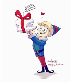 an image of a cartoon character holding a gift