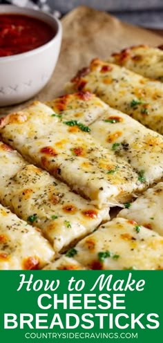 How to Make Cheese Breadsticks Easy Homemade Pizza Dough, Pizza Desserts, Cheesy Bread Recipe, Cheesy Appetizer, Garlic Cheese Bread