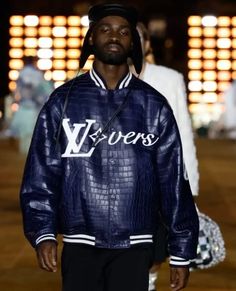 Men Louis Vuitton Vers Fashion Week In Paris 2024 Blue Varsity Leather Jacket Mens Louis Vuitton, Varsity Leather Jacket, Blue Varsity Jacket, Men Louis Vuitton, Week In Paris, Varsity Letterman Jackets, Fashion Mood Board, Aviator Jackets, Letterman Jacket