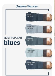 sherylin williams's most popular blues, including blue and white paint colors