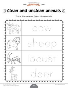 the worksheet for children to learn how to write and draw animals