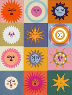 an image of sun and moon faces in squares