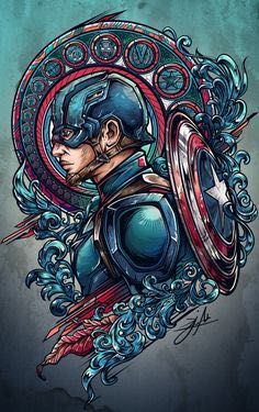 captain america is depicted in this drawing