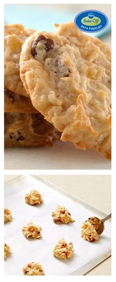 two pictures one with cookies and the other with raisins