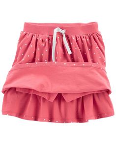 Designed with a functional drawstring and shorts underneath, these comfy shorts are cart-wheel approved! Skort Style, Toddler Girl Shorts, Carter Kids, Polka Dot Skirt, Comfy Shorts, Toddler Boy Outfits, Kids Outfits Girls, Pink Polka Dots, Toddler Girl Outfits