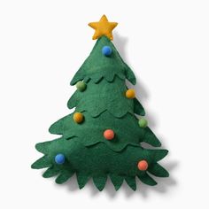 a felt christmas tree with lights on it