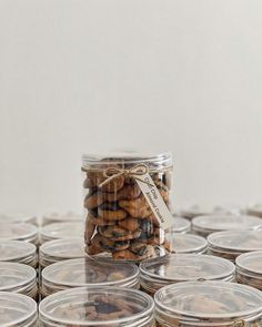 a jar filled with cookies sitting on top of a table