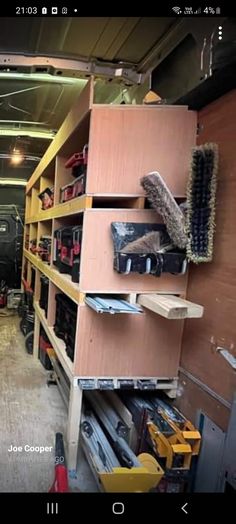 the inside of a garage filled with lots of tools