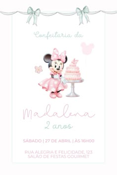 a minnie mouse birthday party with a cake