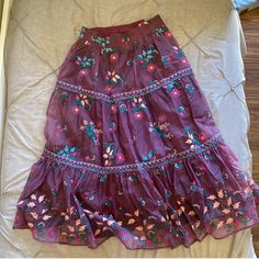 Anthropologie Let Me Be Maxi Skirt! Beautiful Tulle & Embrodiered Skirt. Like New, Never Worn! I Love The Skirt But It Doesn’t Fit Me. Window Shopping, Pink Purple, Maxi Skirt, Womens Skirt, Anthropologie, Let Me, Like New, I Love, Let It Be