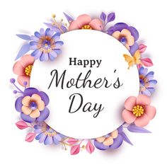 happy mother's day card with flowers and butterflies on the circle, flower, greeting card png and psd