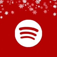 a red background with white snowflakes and a spot music logo on the bottom