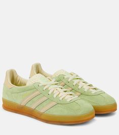 Gazelle suede sneakers in multicoloured - Adidas | Mytheresa Adidas Green Gazelle, Colorful Adidas Shoes, Colorful Sneakers Outfit, Shoes For Any Outfit, Green Outfit Aesthetic, Colored Adidas, Gola Sneakers, Colored Sneakers, Bright Shoes