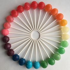 several lollipops arranged in a circle on a white surface