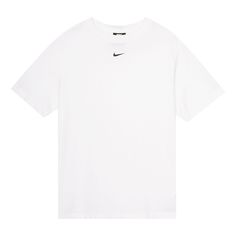 Women's Nike Sportswear Essential Solid Color Small Label Casual Round Neck Short Sleeve White T-Shirt DH4256-100 Nike T Shirts Women, Nike Shirts Women, Birthday 13, White Backround, Nike T Shirts, Plain White T Shirt, Athletic Clothes, Nike Short, Nike Shirt