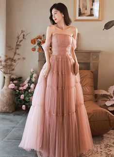 Long Party Dress, Prom Dresses Long Pink, Pink Prom Dress, Pink Formal Dresses, Pink Prom, Beaded Prom Dress, Pink Prom Dresses, Pink Tulle, Black Prom Dresses