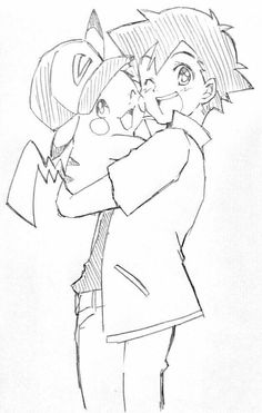 a drawing of two people hugging each other