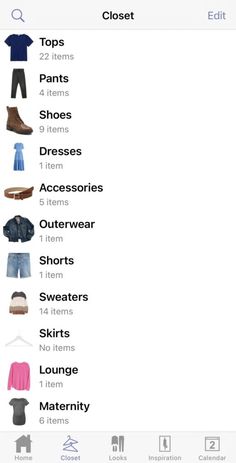 an iphone screen showing clothing items on display