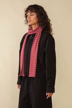 ** This item is for preorder and will be shipping 1-2 weeks from order date Skinny jersey knit scarf in our custom stripes. Fabric is doubled for two-sided wearability Fabric is 50% cotton 50% polyester, 1x1 rib knit This item is final sale and non-returnable Fit Model is 5'7" View full Size Chart Content & Care 50% Cotton, 50% Polyester Machine wash cold. Tumble dry low. Jersey Scarf, Stripes Fabric, Striped Scarf, Green Apple, Navy And Green, Denim Pant, Knit Scarf, Long Sleeve Sweatshirts, Fleece Jacket