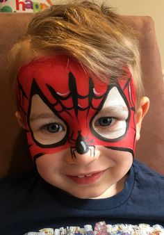 Spider Man Makeup Kids, Simple Spiderman Face Paint, Diy Spiderman Face Paint, Face Art Spiderman, Spiderman Face Paint, Facepainting Spiderman Easy, Spider Man Face Paint, Beautiful Halloween Makeup, Painting Ideas For Kids