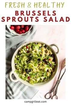 broccoli sprouts salad in a bowl with cranberries on the side