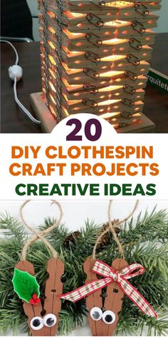 some christmas crafts that are made out of cardboard boxes and string with lights on them