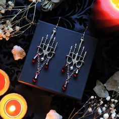 New Handmade Sterling Silver Hooks 925 Glass Beads Red Gem Ring, Crystals Hanging, Red Chandelier, Earrings Gothic, Goth Earrings, Romantic Earrings, Silver Chandelier, Earrings Luxury, Gothic Vampire