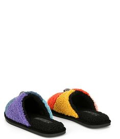 Kurt Geiger London Kensington Faux Shearling Rainbow Slippers | Dillard's Kurt Geiger Shoes Outfit, Aesthetic Crocs, Rainbow Slippers, Fall Wishlist, London Kensington, Pretty Shoes Sneakers, Shearling Slippers, Kensington London, Xmas List