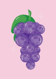 a bunch of grapes on a pink background