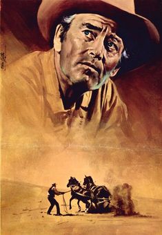 an old movie poster with a man on a horse drawn carriage