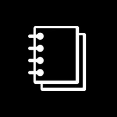 a black and white icon of a notebook