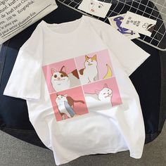 Size chart: Cheap Trendy Tops With Cat Design, Roblox Myanmar T-shirt, Astethic T Shirt, Korean Tshirt, Long Sleeve Mesh Bodysuit, Mini Suits, Meme Cat, Chat Kawaii, Harajuku Aesthetic