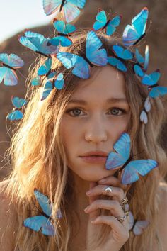 Electric Desert Blue Butterfly Crown | Ready to Ship - Wild & Free Jewelry Fantasy Themed Wedding, Festival Bachelorette Party, Festival Bachelorette, Butterfly Crown, Jewelry Butterfly, Blue Morpho Butterfly, Fairy Crown, Morpho Butterfly, Blue Morpho