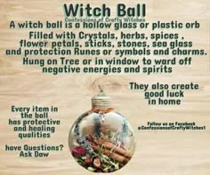 Witch Balls, Hoodoo Magic, Witch Ball, Witch Things, Witchy Tips, Wiccan Crafts, Pagan Crafts, Easy Spells, Spell Jars