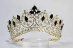 Beautiful sparkling tiara in gold color with black stones Approx. 3" tall Perfect for any occasion. It has a loop at the end of each side to attach it in your hair with bobby pins for added security. Ships 1-2 business days. Fantasy Accessories, Girls Tiara, Beautiful Tiaras, Gold Tiara, Black Stones, Princess Girl, Wedding Bridal Jewellery, Popular Tattoos, Queen Bee