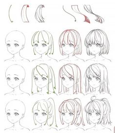 how to draw anime hair step by step