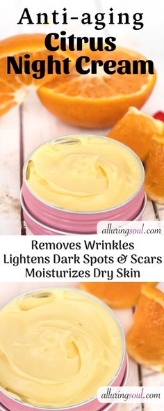 DIY Anti-aging Citrus Night Cream Lighten Scars, Anti Aging Night Cream, Diy Anti Aging, Diy Kosmetik, Natural Anti Aging, Health Knowledge, Skin Care Remedies, Skin Care Recipes, Moisturizer For Dry Skin