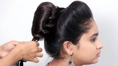 2 Easy Bun Hairstyles with Trick for Wedding party || New latest messy b... Long Hair High Ponytail, Hair High Ponytail, Beautiful Ponytail, New Trendy Hairstyles, Hairstyle For Long Hair, New Hair Look, Wedding Bun Hairstyles, Ponytail Hairstyle, Chignon Hair